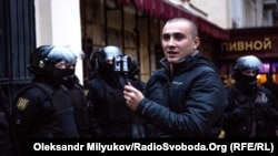 Сергій Стерненко на акції протесту в Одесі