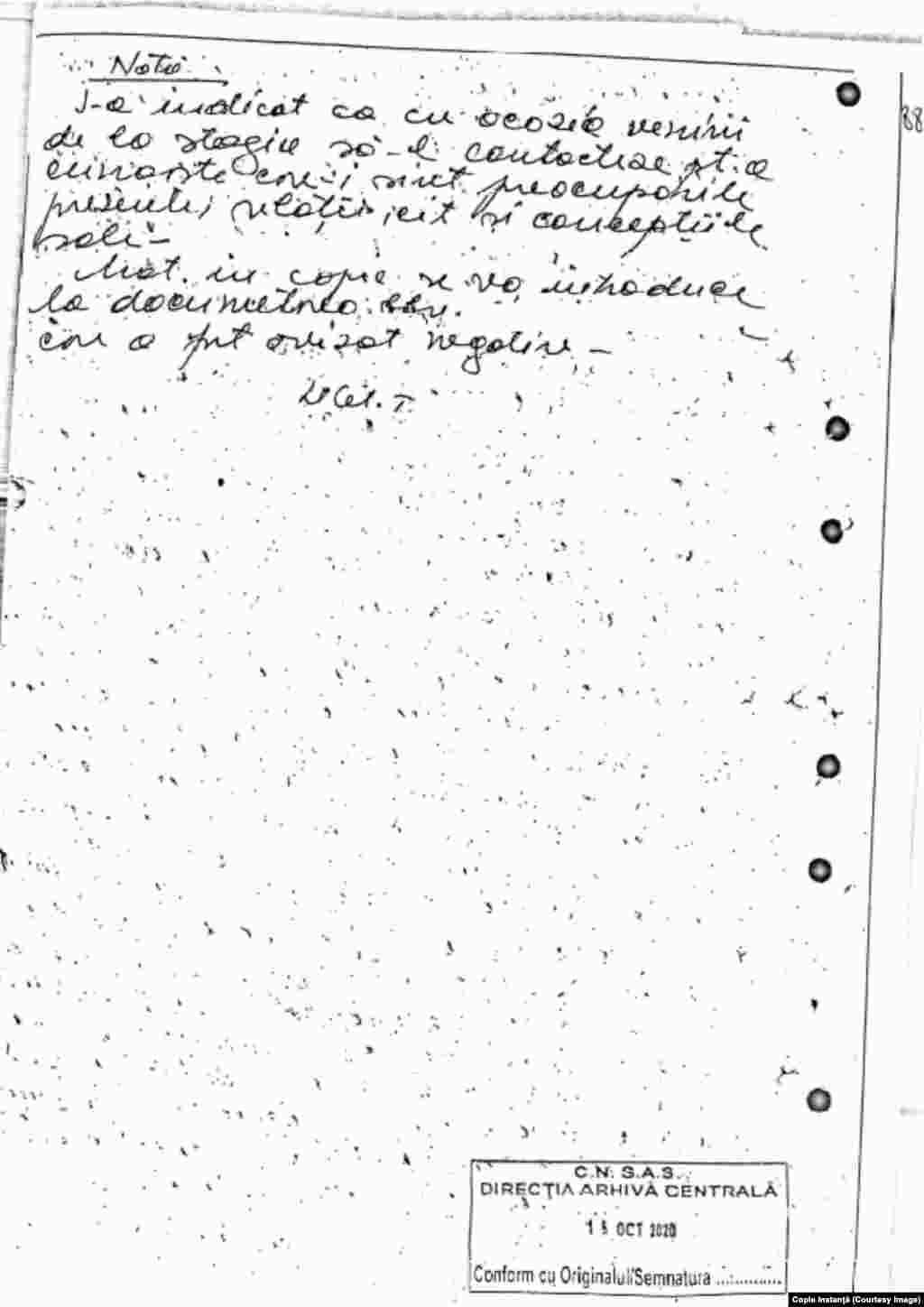 Notă informativă din 1976 atribuită lui Petrov