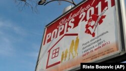 Një pano për regjistrimin e popullsisë në Mal të Zi. Prill, 2011.