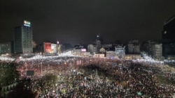 Snimak iz vazduha trga Slavija tokom masovnog protesta na koji su pozvali studenti, Beograd, 15. mart 2025.