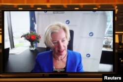 ЭМАнын аткаруучу директору Эмер Кук (Emer Cooke). Брүссел, Белгия. 2021-жылдын 16-марты.