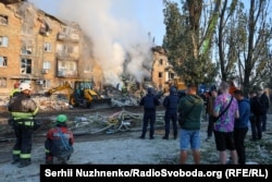 Urmările atacului rusesc asupra unui bloc din Kiev, 28 august 2025.