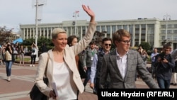 Марыя Калесьнікава і Ільля Салей, 15 ліпеня 2020 году.