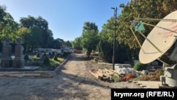 Территория у здания бывшего кинотеатра «Космос» в Симферополе – августа 2025 года