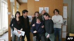 Сотрудники редакции французского журнала Charlie Hebdo. Париж, 15 марта 2015 года.  