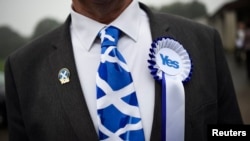 Сторонник независимости Шотландии накануне референдума, сентябрь 2014 года