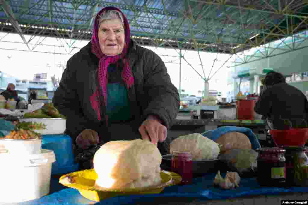 A vendor at Tiraspol's main market