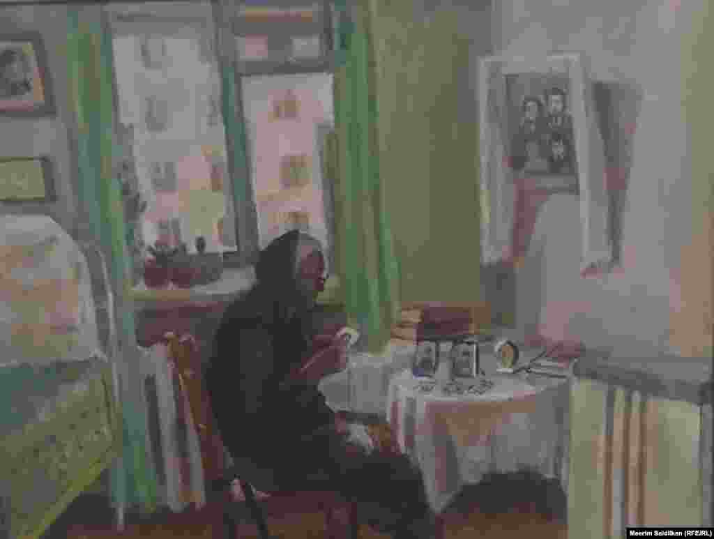 О.Мамбеталиеванын "Алар мекен үчүн күрөшкөн" эмгегинен. Таар, май боёк.