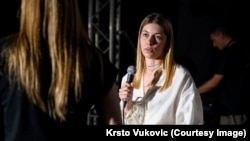 Režiserka Mateja Raičković tokom premijere filma "Lavanda" u Podgorici, juni 2025. 