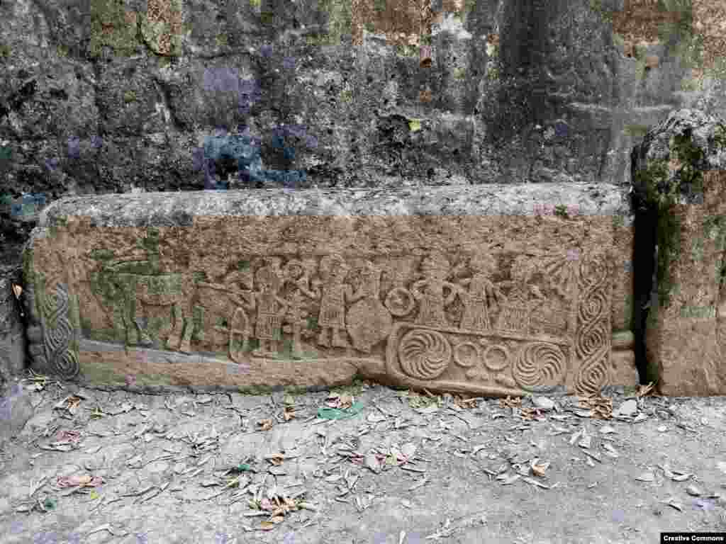 A stone carving lies in the courtyard of St. Hovhannes. The church is believed to have been built in the 13th century. &nbsp;