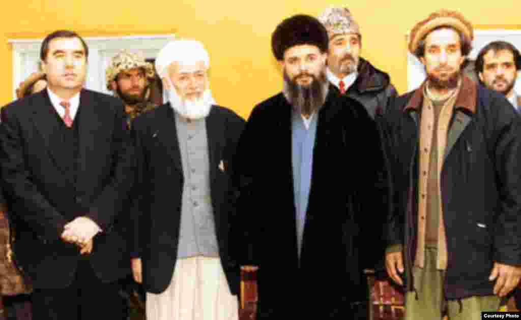 Эмомали Рахмон, Бурхонуддин Раббани, Абдулло Нури и Ахмадшах Масуд