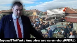 Колаж с лидера на "ДПС - Ново начало" Делян Пеевски на фона на момент от изборния ден в село Огняново (община Пазарджик) през октомври 2025 г. и публикация на "ПИК" от 2014 г.