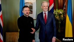 Прэзыдэнт Украіны з прэм'ер-міністрам Нарвэгіі падчас візыту ў Осла.