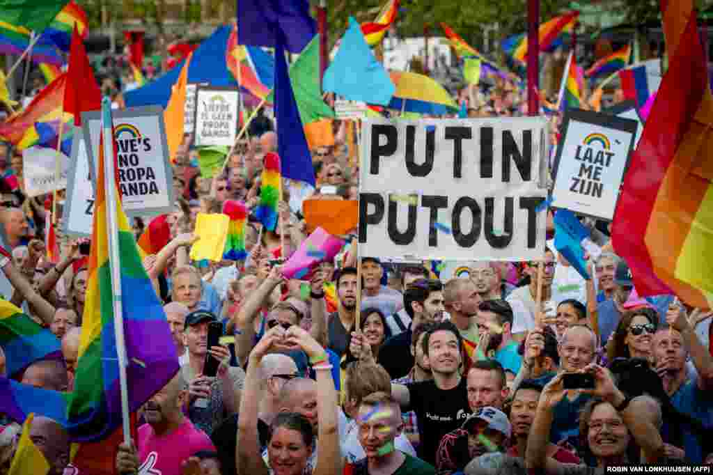 A protest against Russian laws relating to gay "propaganda"&nbsp;in the Netherlands.&nbsp;The international outcry at the treatment of Russia's gays appears to have had little effect. There is widespread sentiment within Russia that&nbsp;Western values&nbsp;are a&nbsp;threat to Russian culture.