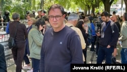 David Trnavac, surpug uhapšene profesorke i aktivistkinje Marije Vasić nakon prve posete supruzi posle dva meseca pritvora, 15. maj 2025.