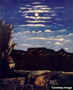 Полотно Нико Пиросмани - «Арсенальная гора ночью»