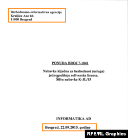 Ofertë nga kompania Informatika për blerjen e softuerit për BIA-n, shtator 2015.