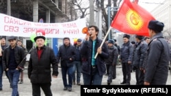 Акция посвященная защите свободы слова. Бишкек, 18 марта 2017 года.