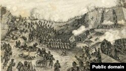 Gökdepe galasyna edilen hüjümi şekillendirýän rus grawýurasy. 