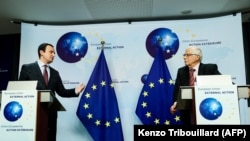 Kryeministri i Kosovës, Albin Kurti dhe shefi i diplomacisë së BE--së, Josep Borrell. 29 prill, 2021. 

