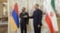 Iran - Foreign Ministers Ararat Mirzoyan (right) of Armenia and Hossein Amir-Abdollahian of Iran meet in Tehran, October 4, 2021