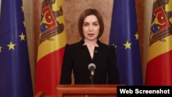 მოლდოვის პრეზიდენტი მაია სანდუ მიმართავს მოლდოველ ამომრჩეველს. 22 სექტემბერი, 2025 წელი