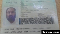 The Pakistani passport the Afghan Taliban leader was allegedly carrying.