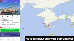 Отметка контейнеровоза MSC ELBE III у берегов Крыма, 9 июля 2025 года, скриншот сайта www.vesselfinder.com