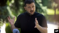 Președintele ucrainean Volodimir Zelenski, întâlnire cu jurnaliștii, la Kiev, pe 29 august.