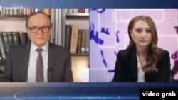 Руководитель правящей парламентской фракции «Мой шаг» Лилит Макунц дает интервью в рамках воскресной аналитической программы Азатутюн ТВ «С Грайром Тамразяном», 24 января 2021 г. 