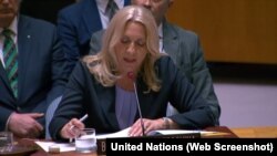 Željka Cvijanović tokom obraćanja pred Savjetom bezbjednosti UN.