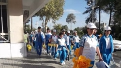 Maryda mugallymlar, okuwçylar we studentler dynç günlerinde marşirowka çekildi