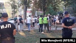 Novinarske ekipe tokom jednog od antivladinih protesta u Beogradu, 13. septembar 2025.