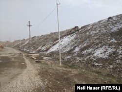 The earthen berm in Yeraskh separating Armenia from Azerbaijan's Naxcivan Province