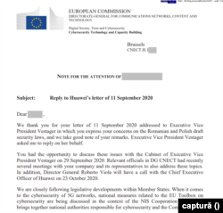 Comisia Europeană a răspuns scrisorii Huawei și a menționat două întâlniri între cele două părți.