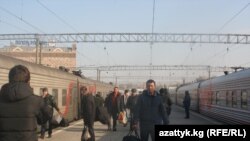 Железнодорожный вокзал в Москве. 