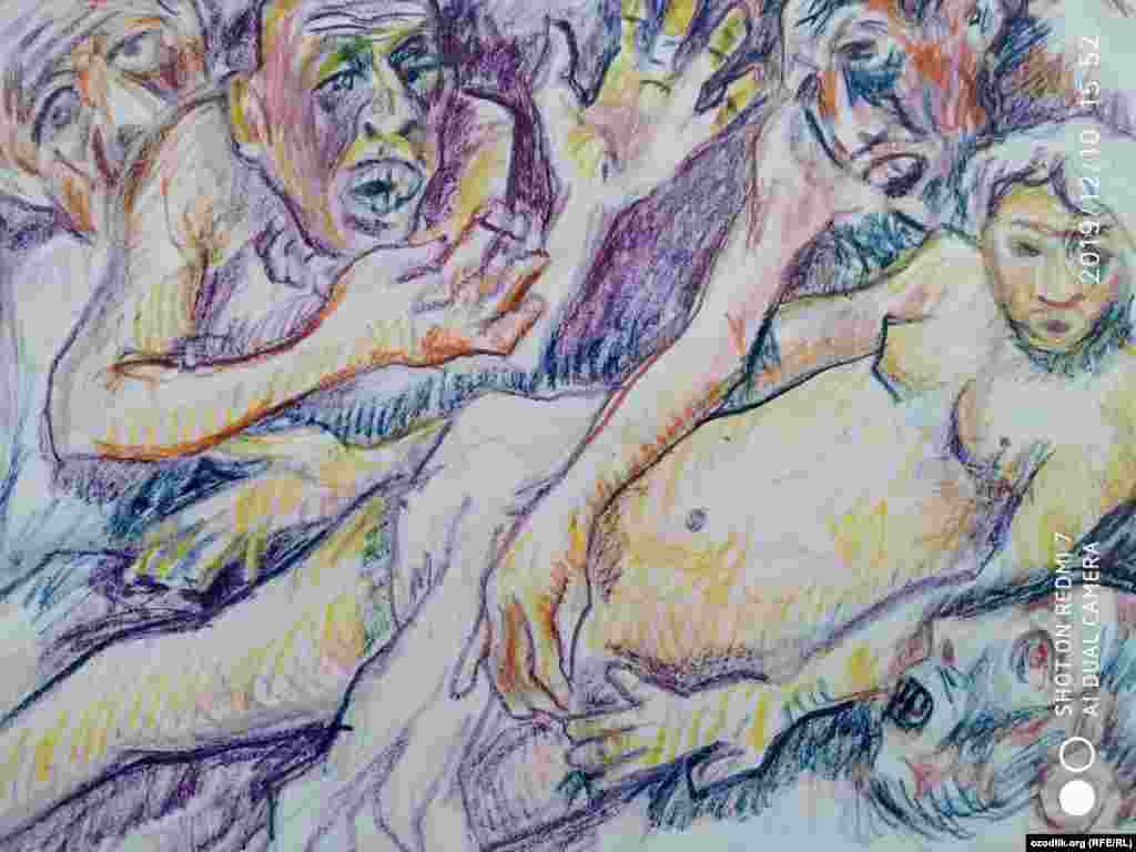 "Мамлакатим ва одамлар манзаралари" туркуми. Рассом Абдулла Холмирзаев