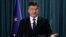 KOSOVO -- EU Special Representative for the Pristina-Belgrade Dialogue Miroslav Lajcak gestures during a press conference following his meeting with Kosovar acting  president n Pristina, March 2, 2021