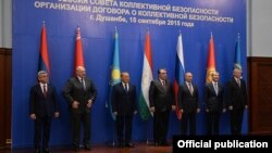 Участники саммита ОДКБ в Душанбе, 15 сентября  2016 г․