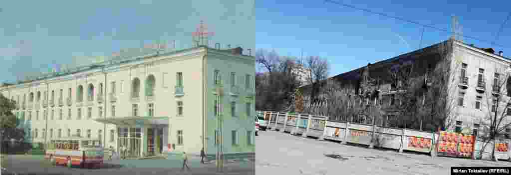 Фрунзе-Бишкек. Бывшая гостиница "Ала-Тоо" на бульваре Эркиндик (Дзержинского). Сейчас здание гостиницы в критическом состоянии